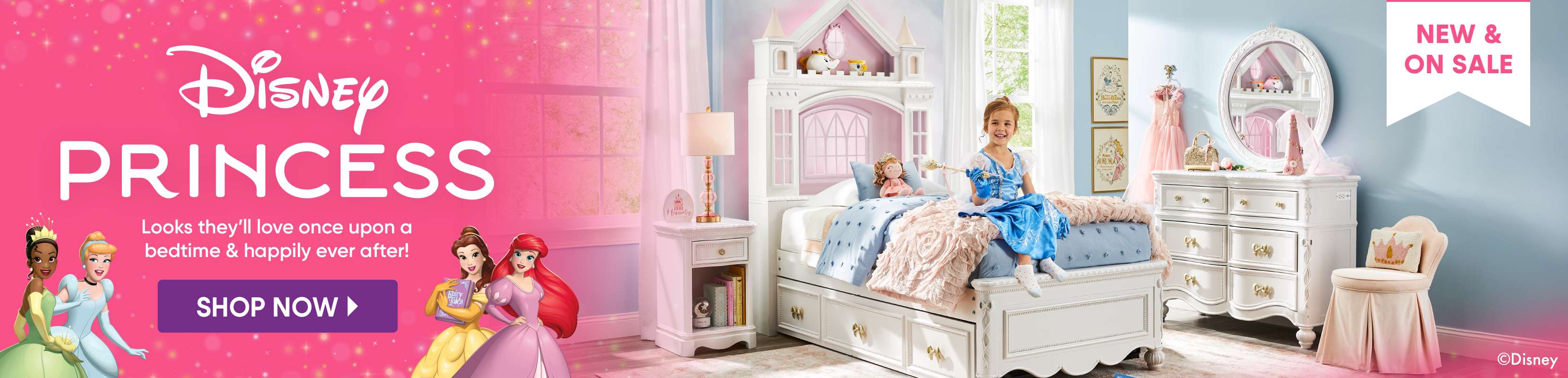 Disney Princess. Looks they'll love once upon a bedtime & happily ever after! New & on sale.
