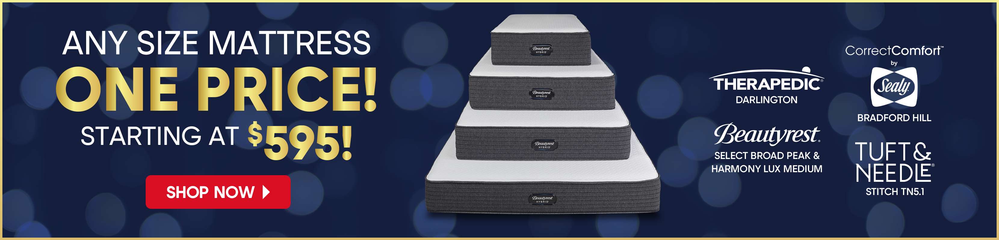Any size mattress one price starting at $595! Shop now.
