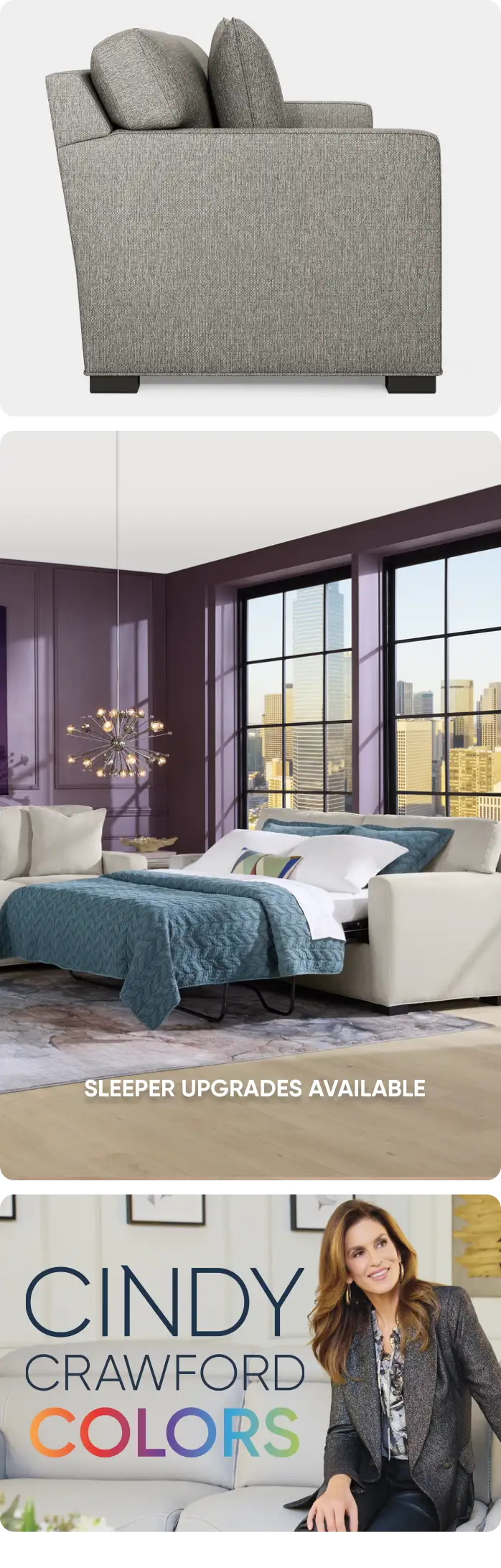 Sleeper upgrades available. Cindy Crawford Colors.
