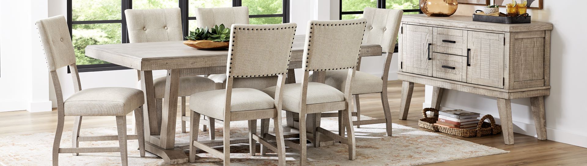 Dining room furniture set. Table, chairs, and sideboard.
