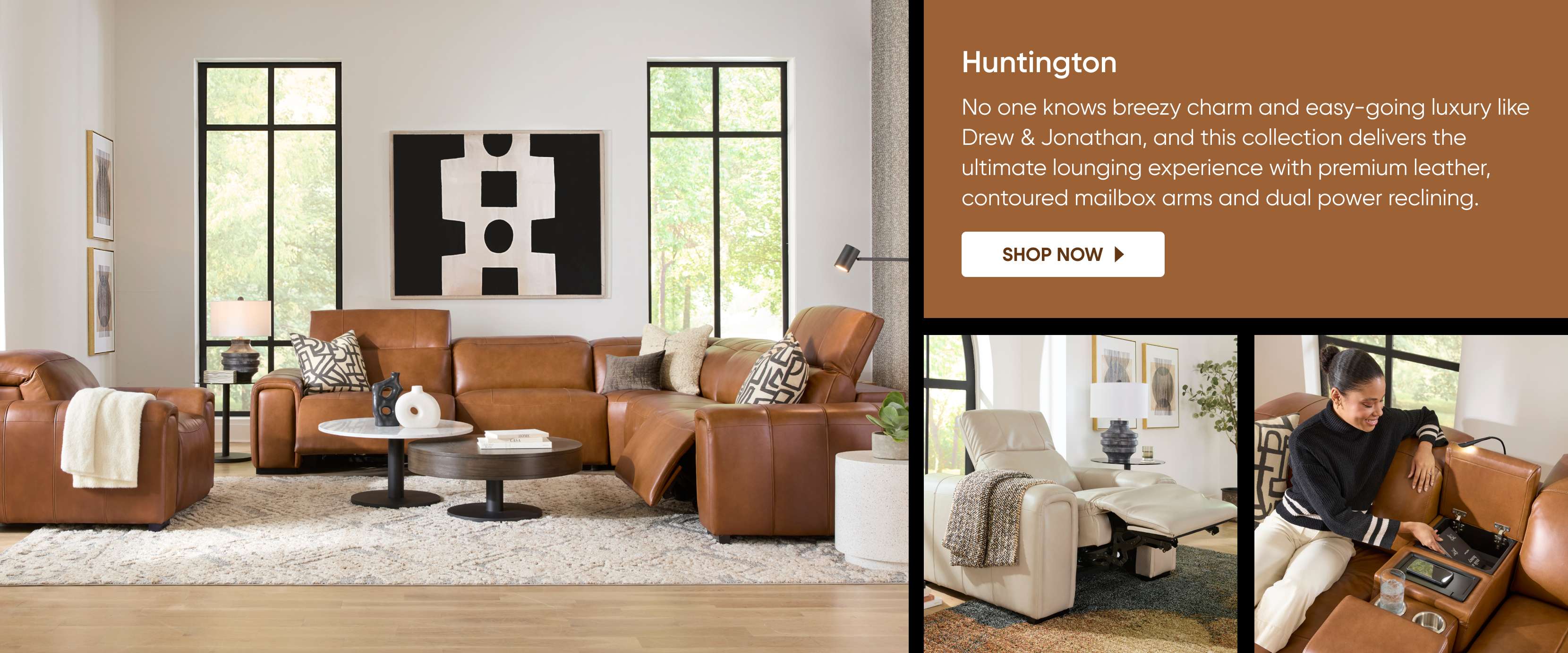Huntington. A leather sectional and recliner.
