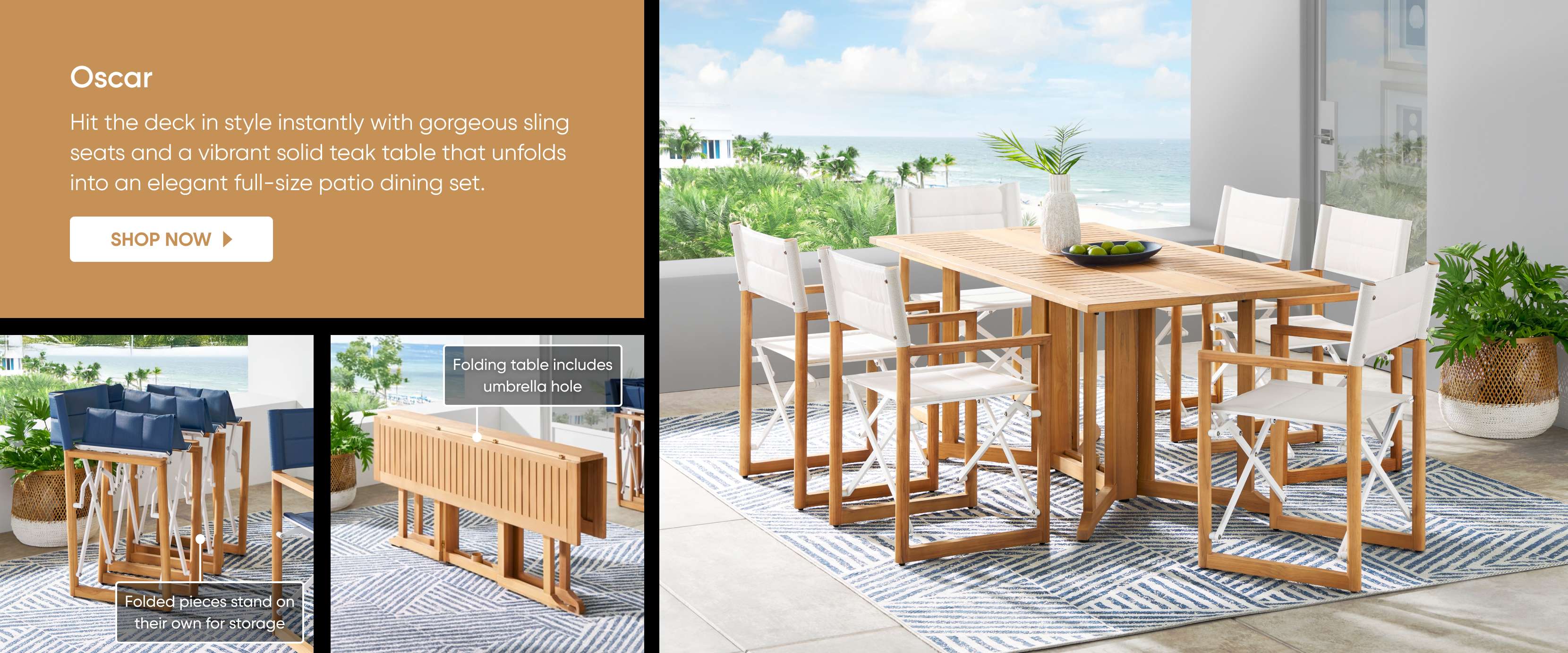 Oscar patio dining set.
