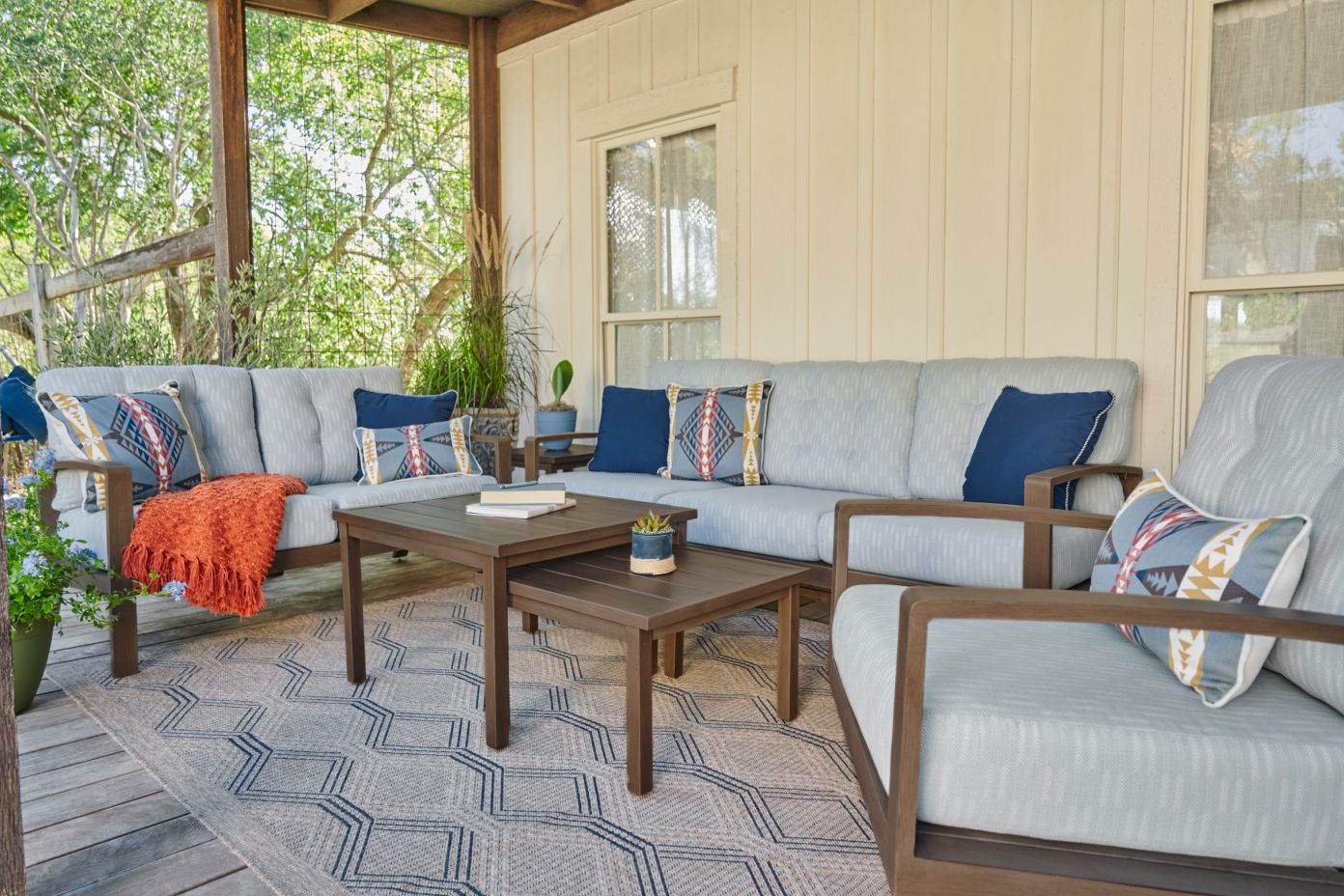 outset under a large rug