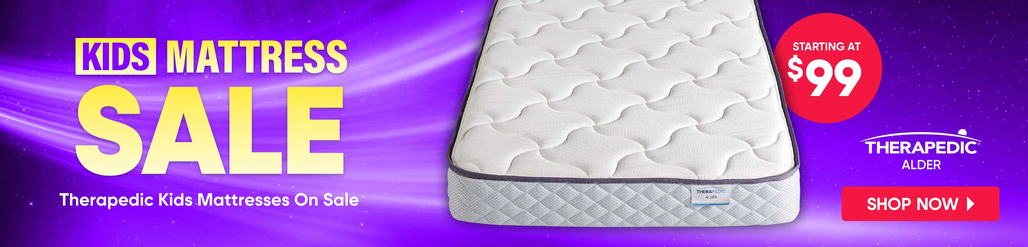 KIDS MATTRESS SALE. Therapedic Kids Mattresses on sale starting at $99.
