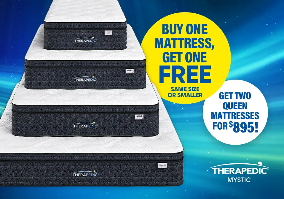 Buy one mattress, get one free. Get two queen mattresses for $895!
