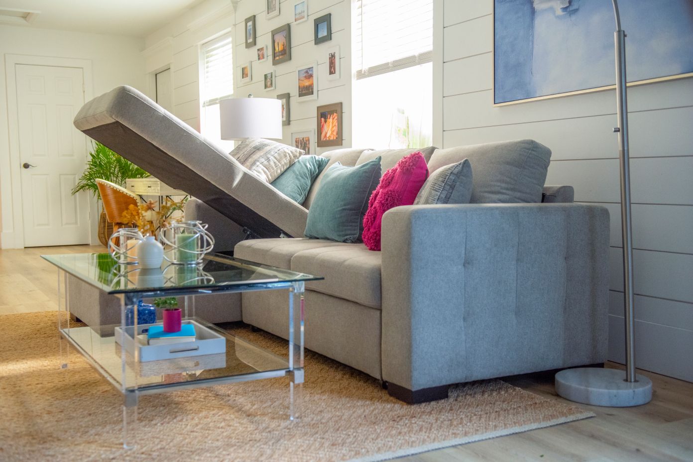 gray couch with storage 
