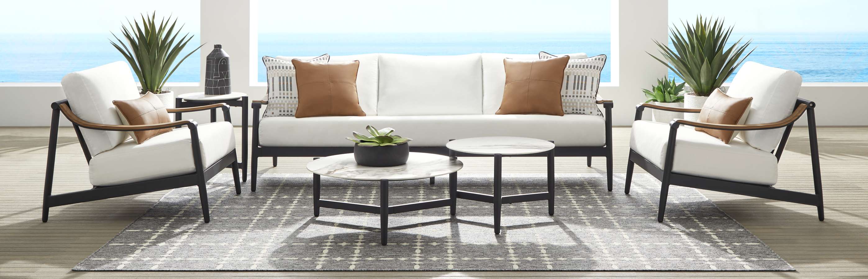black and white patio set 