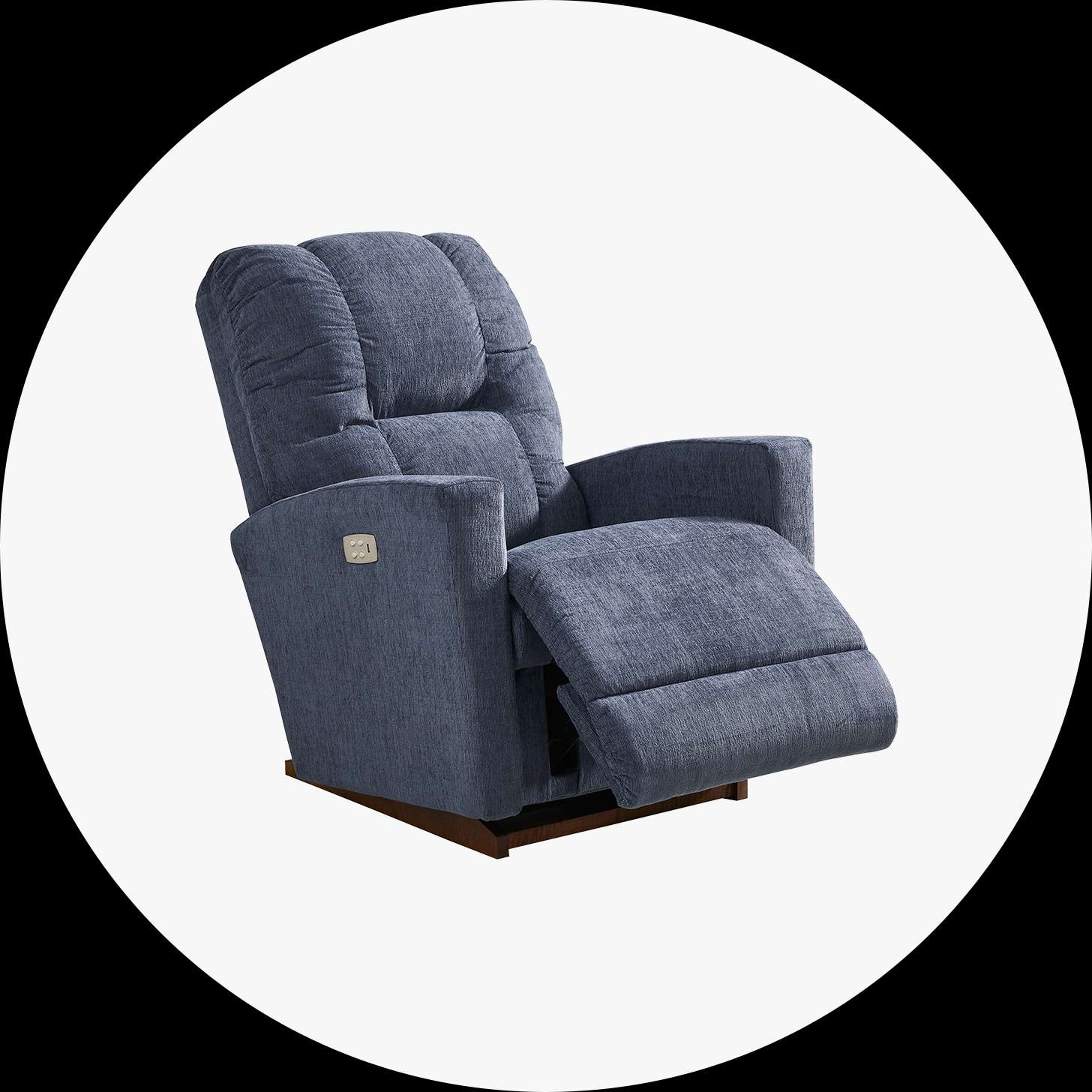 Blue recliner chair.
