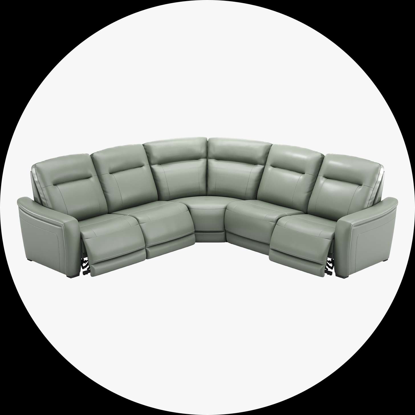 Gray leather sectional sofa.
