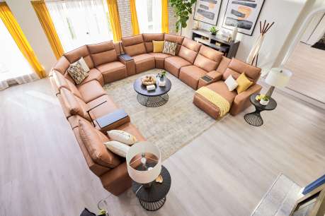 tan modular sofa 