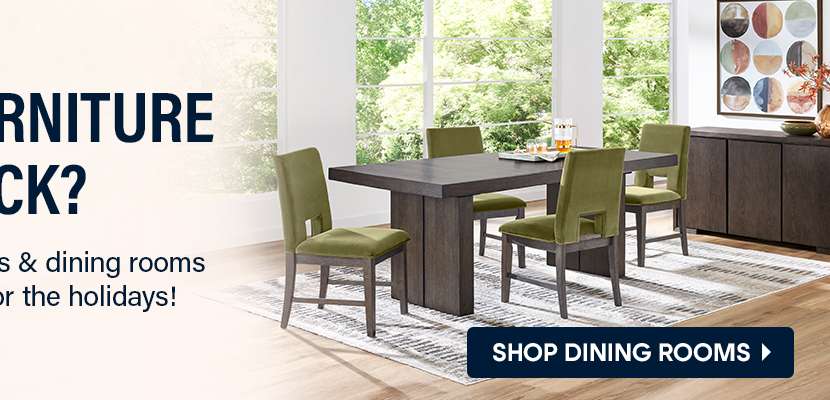 Shop dining rooms. Dining room set with green chairs.
