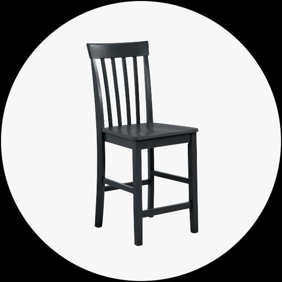 Dark gray wooden bar stool.

