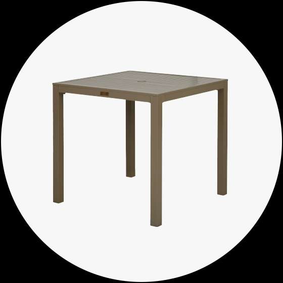 Square outdoor table.
