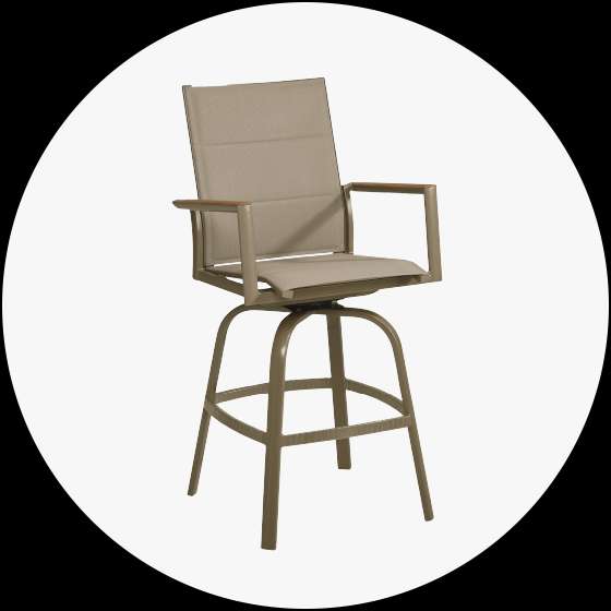 Outdoor swivel bar stool.
