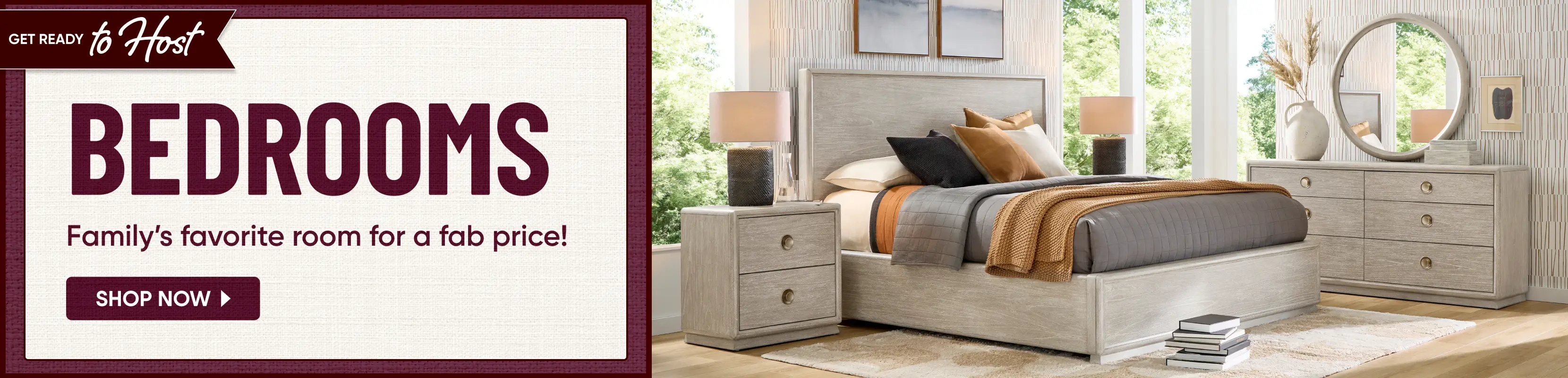 GET READY to Host BEDROOMS Family's favorite room for a fab price! SHOP NOW. A modern light wood bedroom furniture set.