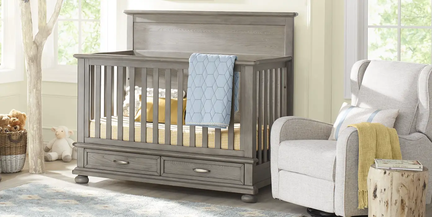 rustic grey crib and dresser Pali Modena 2 Piece Nursery Set w/ Dresser