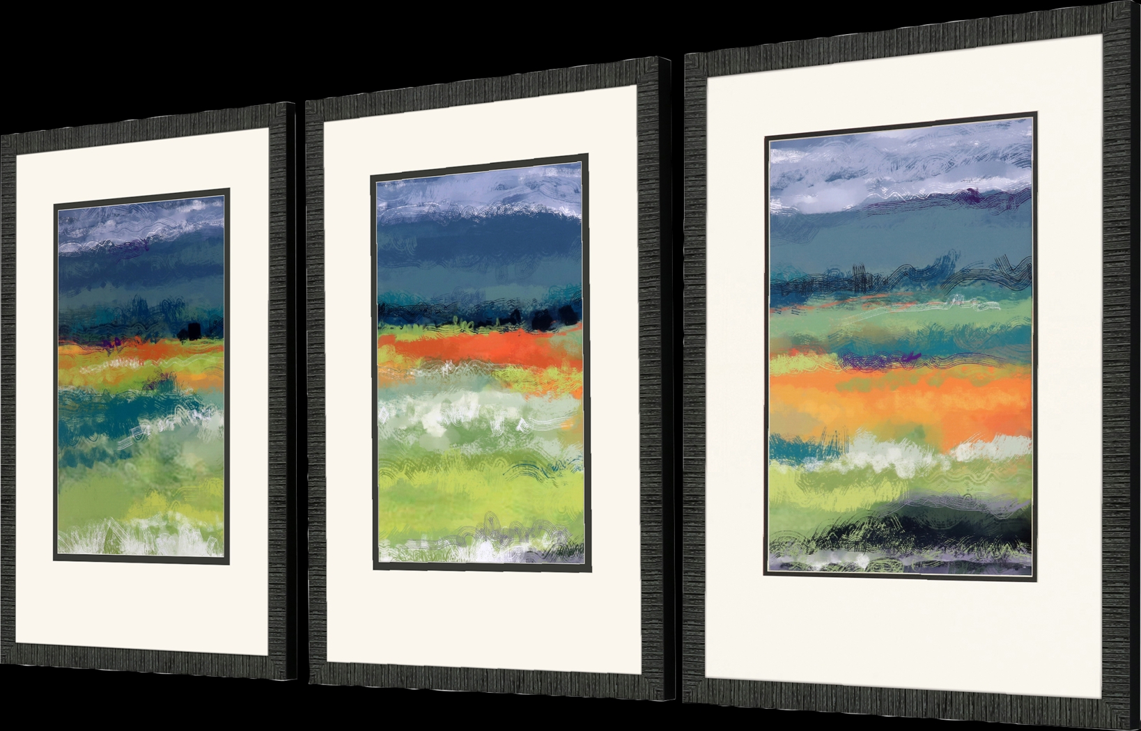 A Day of Clouds Blue Framed Artwork, Set of 3 - Thumbnail - Image 3