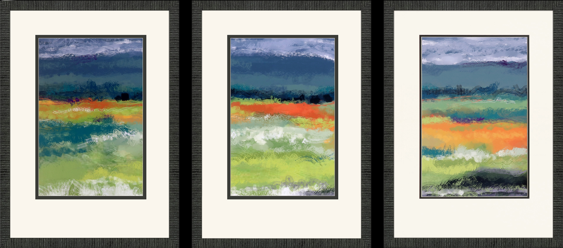 A Day of Clouds Blue Framed Artwork, Set of 3 - Thumbnail - Image 1