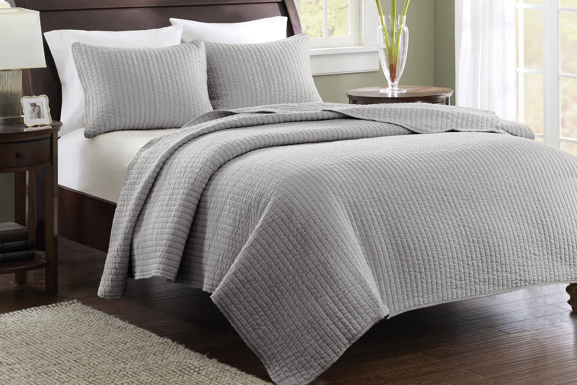 Keaton Gray 3 Pc Full/Queen Coverlet Set - Thumbnail - Image 2