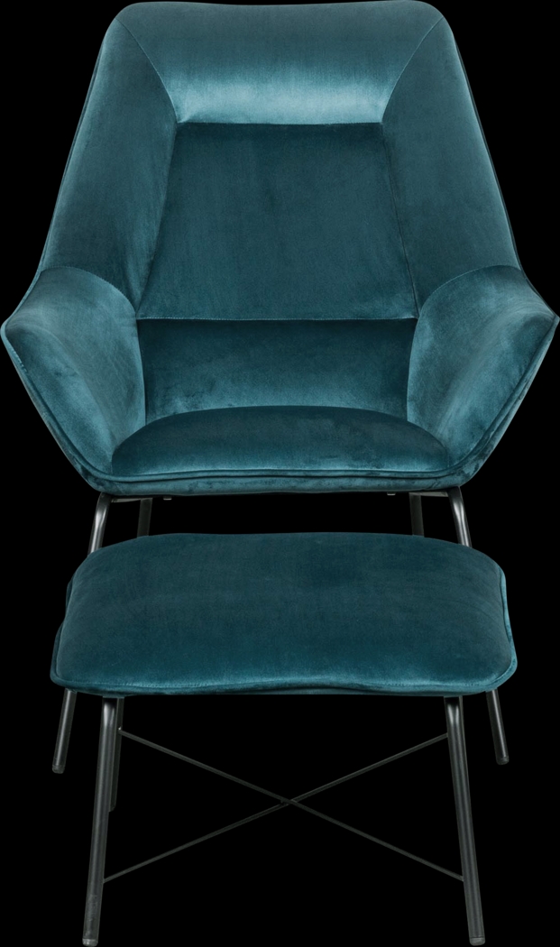 Aaronwood Blue Accent Chair and Ottoman - Thumbnail - Image 2
