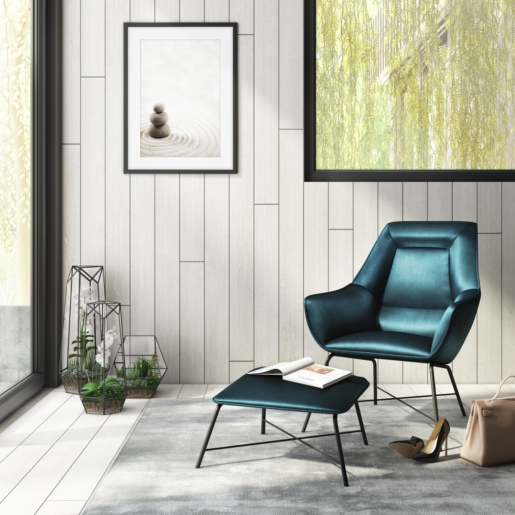 Aaronwood Blue Accent Chair and Ottoman - Thumbnail - Image 7
