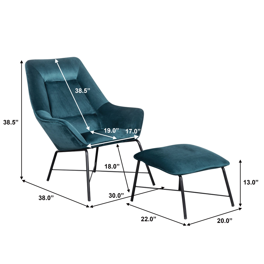 Aaronwood Blue Accent Chair and Ottoman - Thumbnail - Image 8