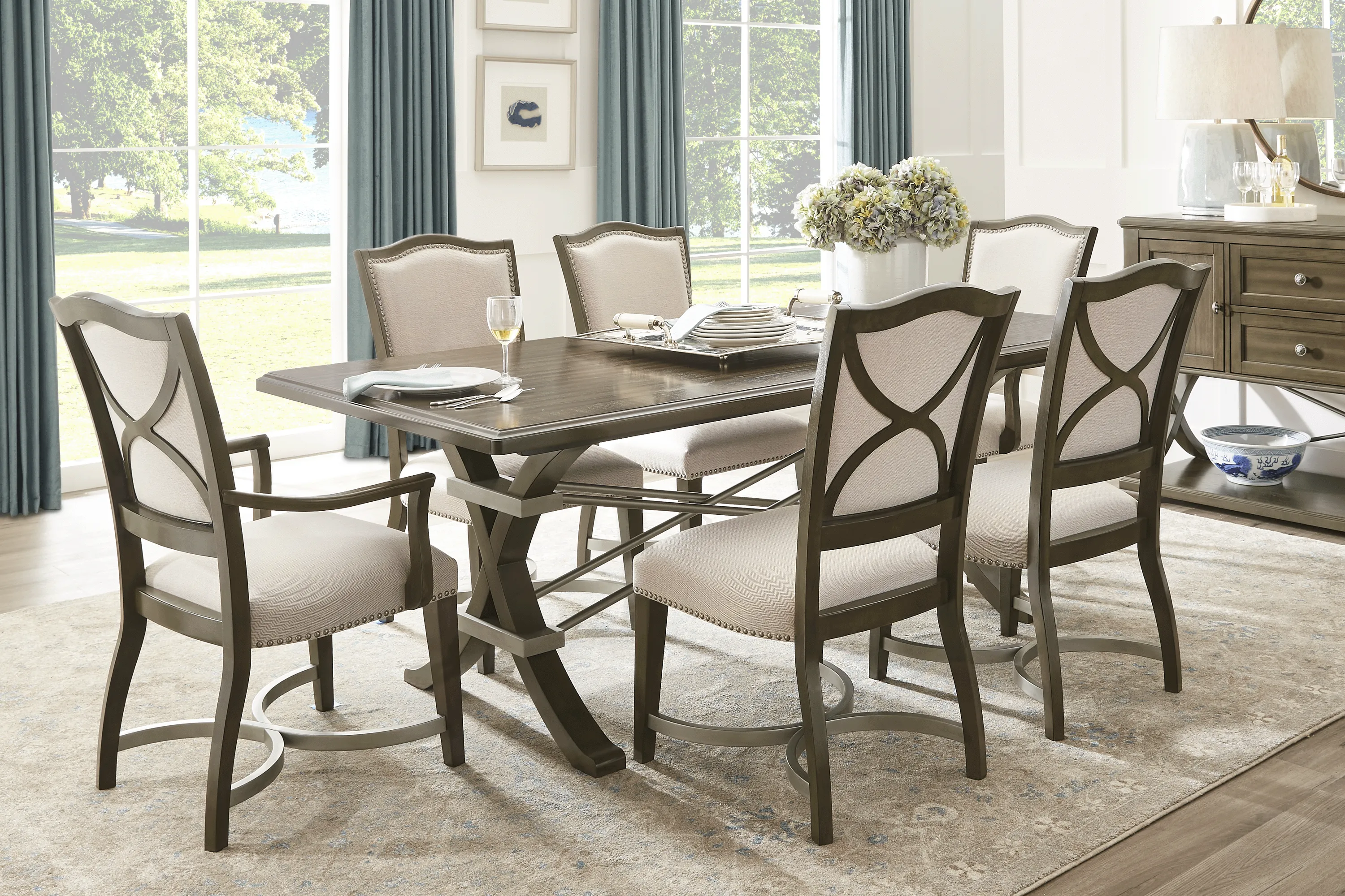 Abbey Court Brown 7 Pc Dining Room - Thumbnail - Image 1