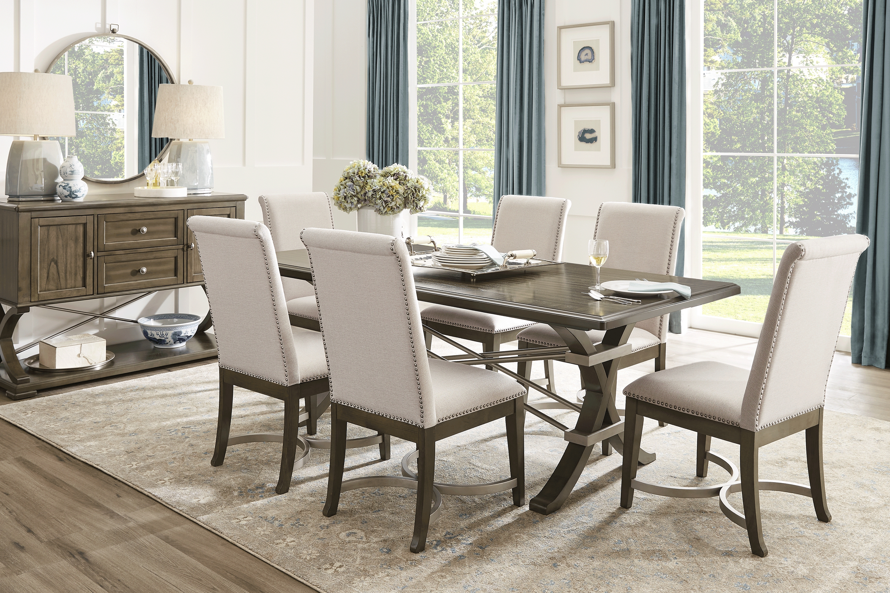Abbey Court Brown 8 Pc Dining Room - Thumbnail - Image 1