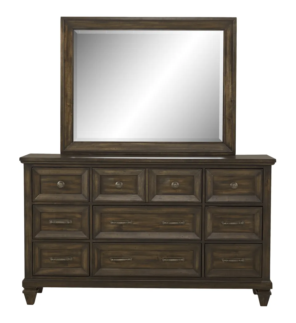 Abbeywood Brown Dresser & Mirror Set - Thumbnail - Image 1