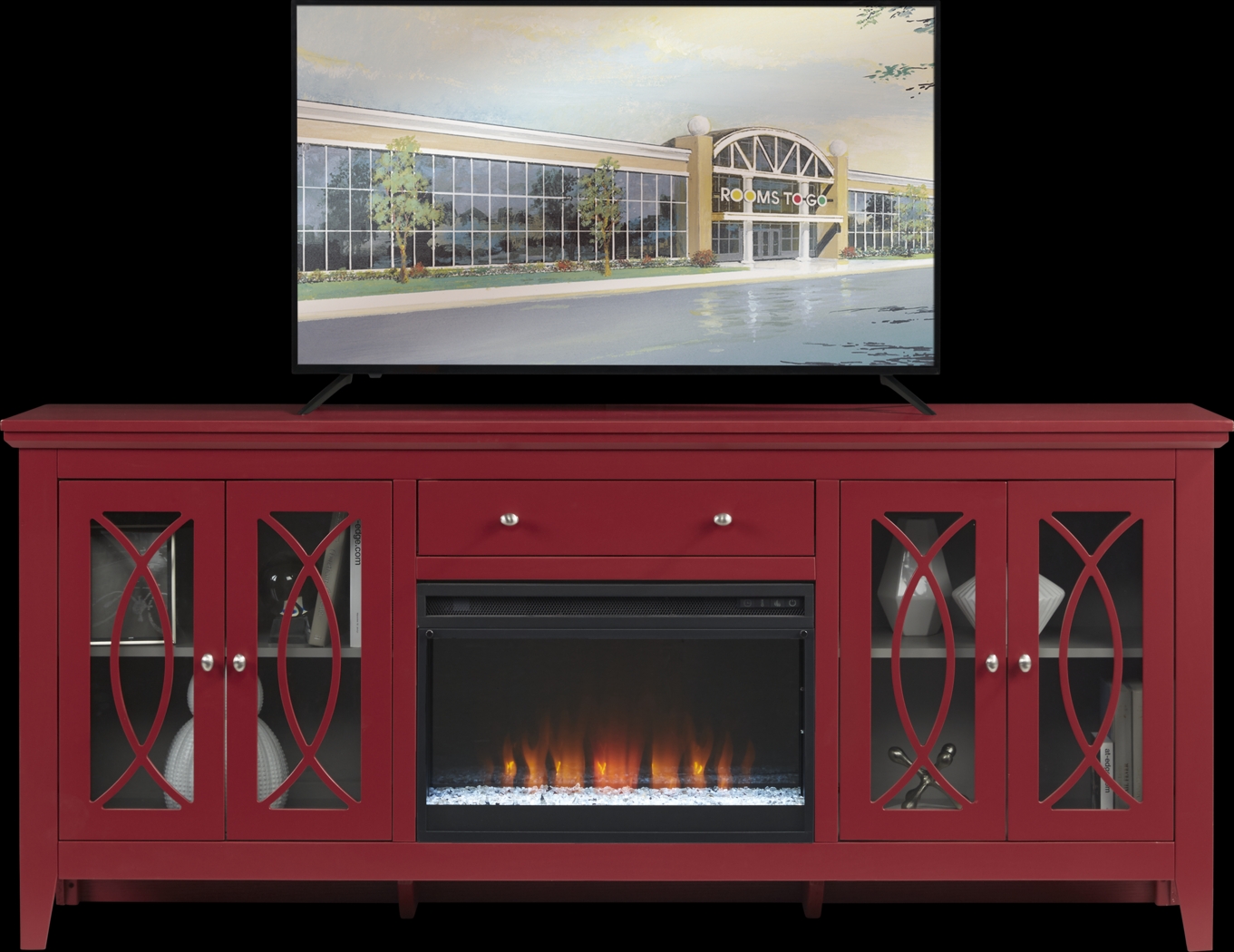 Abbie Crimson 80 in. Console with Electric Fireplace - Thumbnail - Image 1