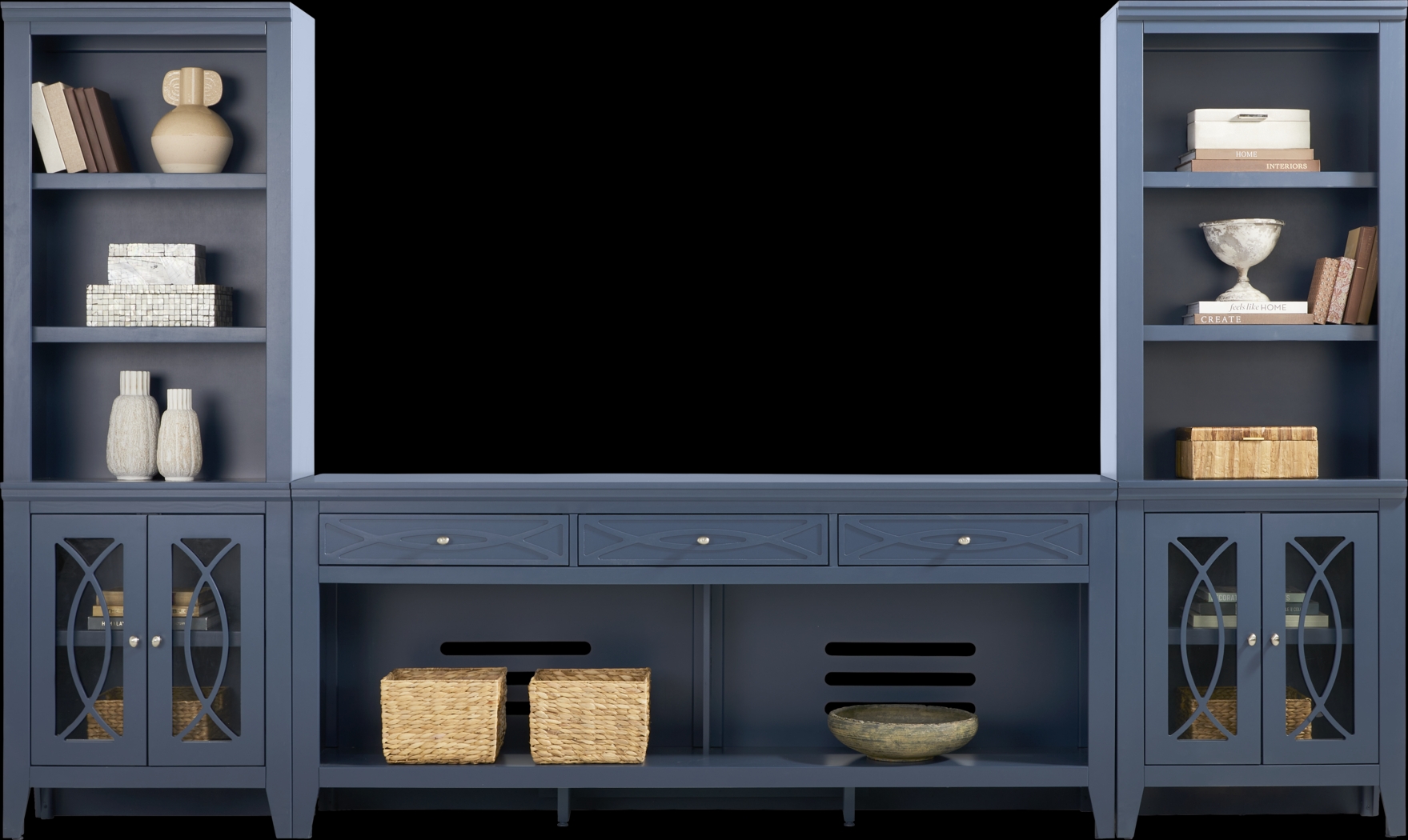 Abbie II Blue 3 Pc Wall Unit with 77 in. Console - Thumbnail - Image 1