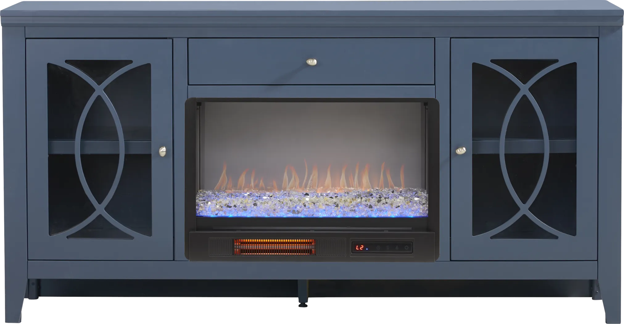 Abbie II Blue 66 in. Console with Electric Fireplace - Thumbnail - Image 1