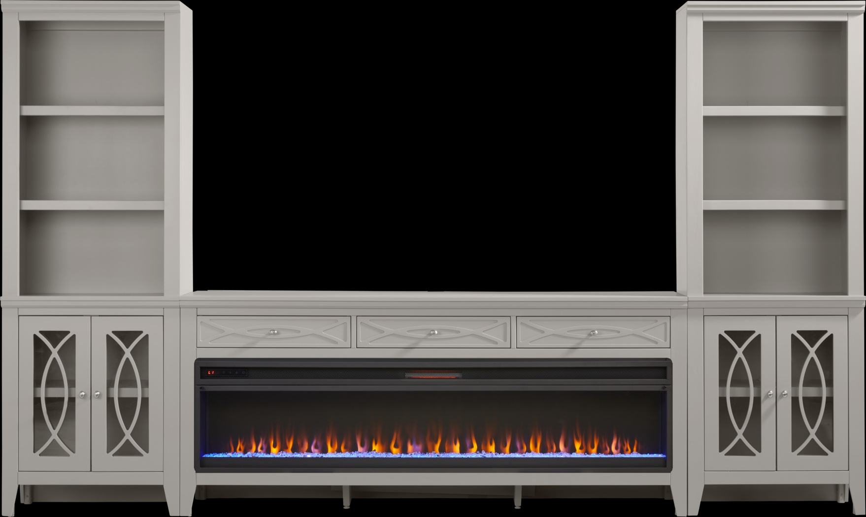 Abbie II Gray 3 Pc Wall Unit with 77 in. Console and Electric Fireplace - Thumbnail - Image 1