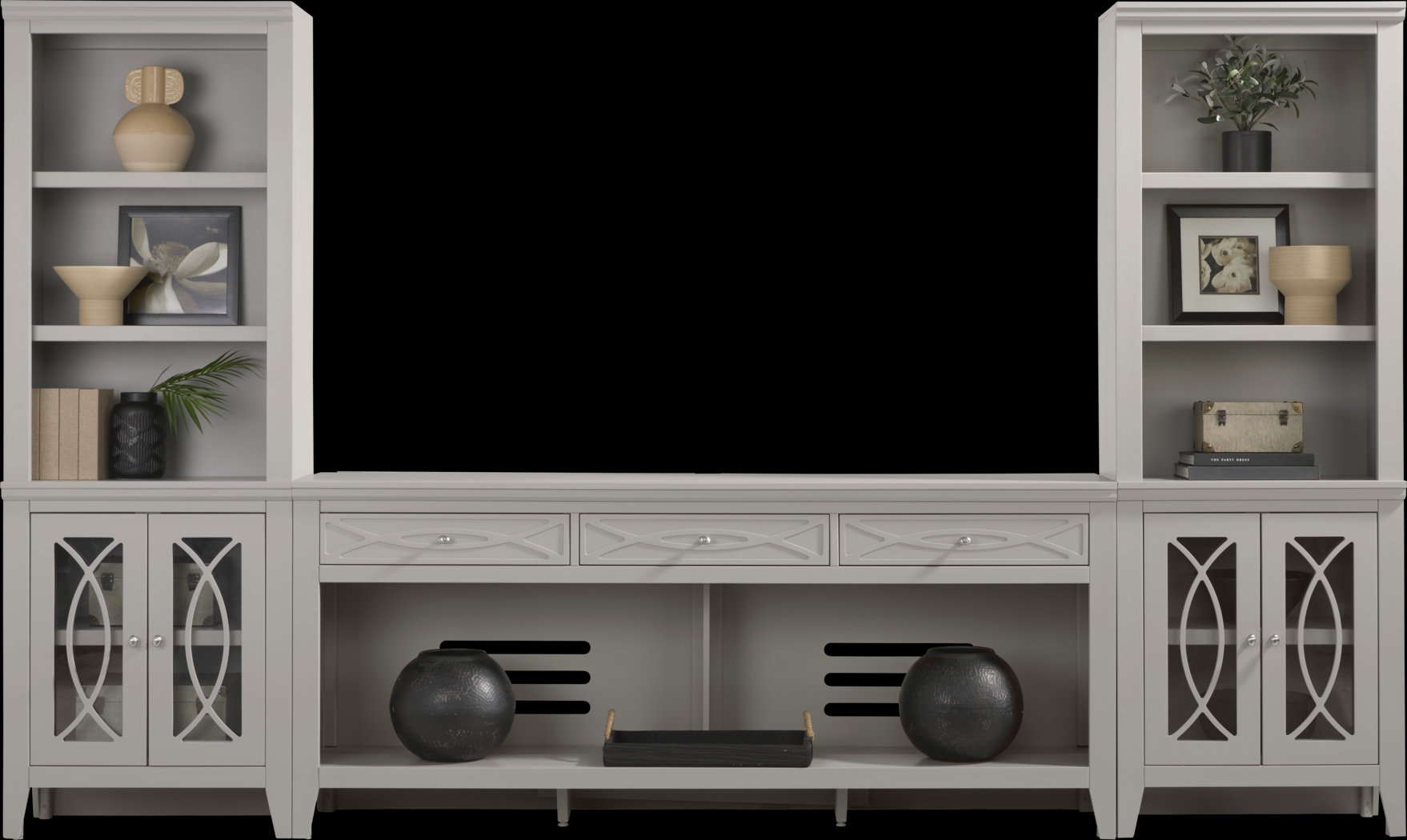 Abbie II Gray 3 Pc Wall Unit with 77 in. Console - Thumbnail - Image 1