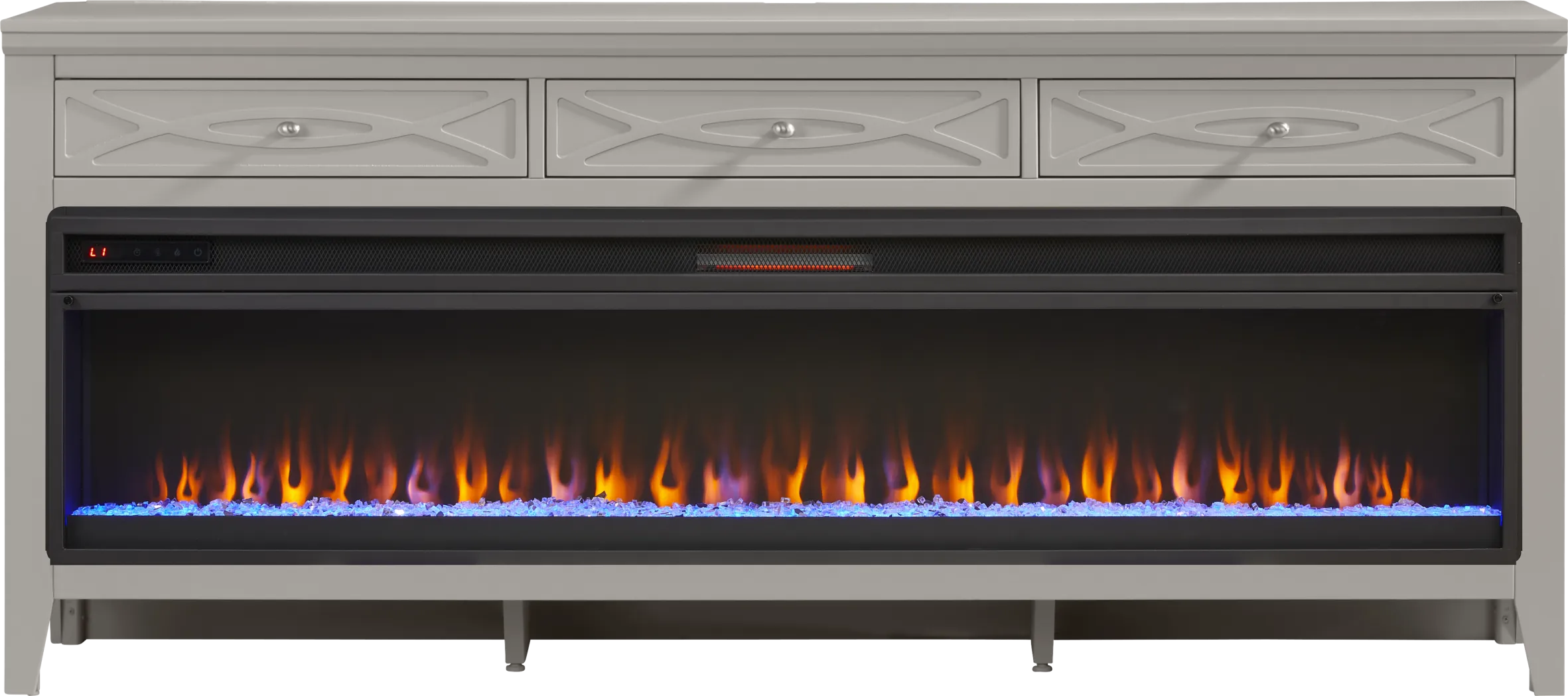 Abbie II Gray 77 in. Console with Electric Fireplace - Thumbnail - Image 1