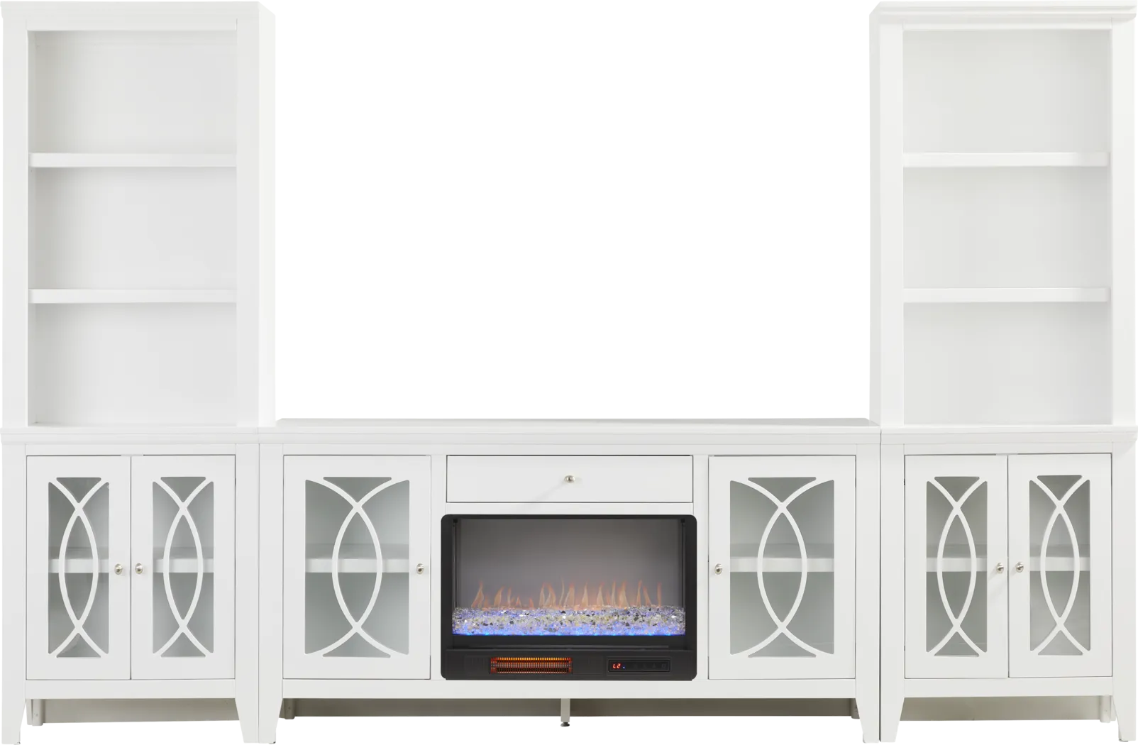 Abbie II White 3 Pc Wall Unit with 66 in. Console and Electric Fireplace - Thumbnail - Image 1
