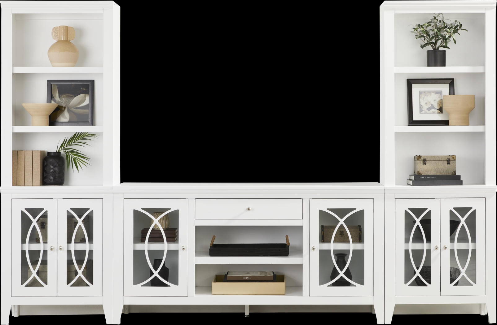 Abbie II White 3 Pc Wall Unit with 66 in. Console - Thumbnail - Image 1