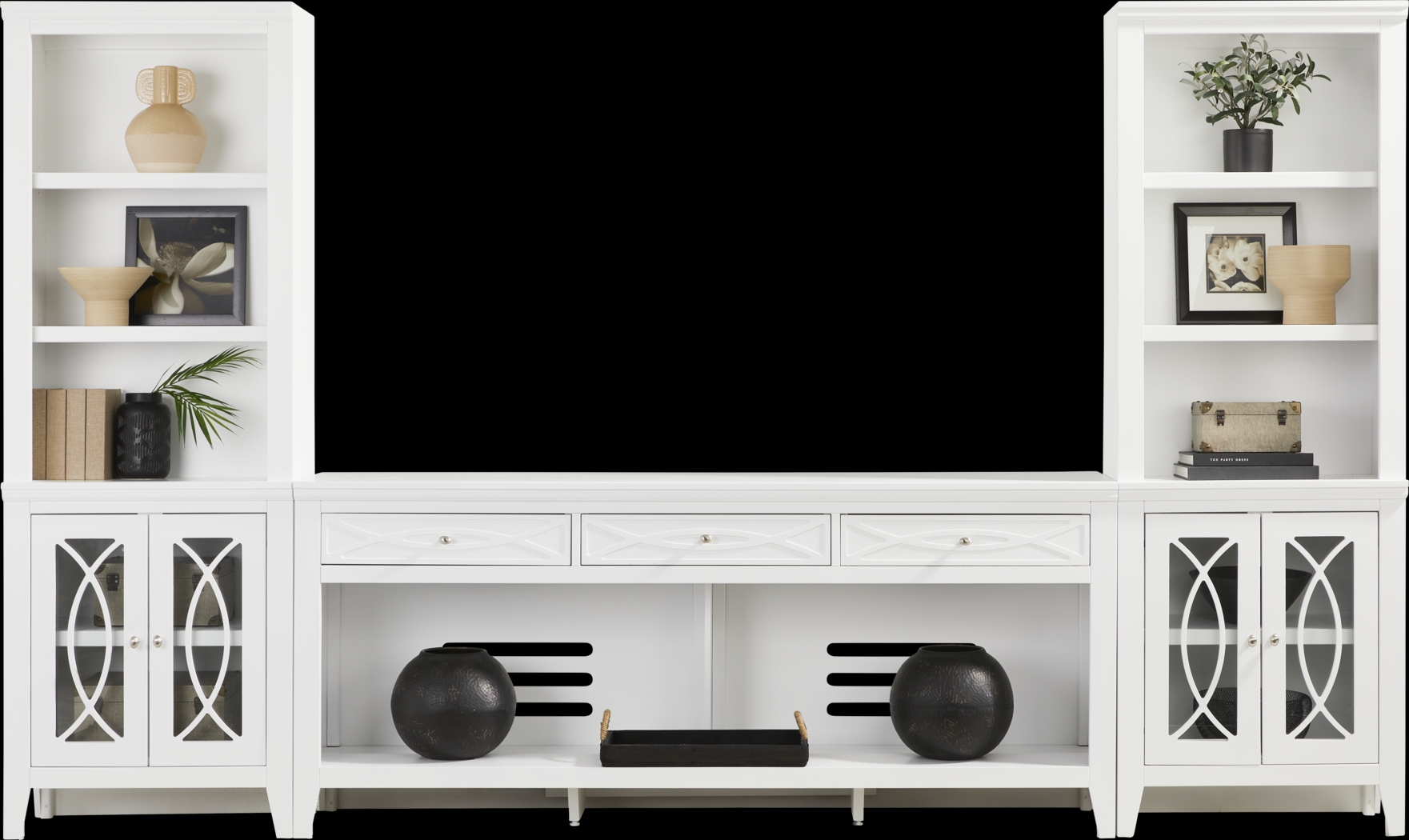 Abbie II White 3 Pc Wall Unit with 77 in. Console - Thumbnail - Image 1