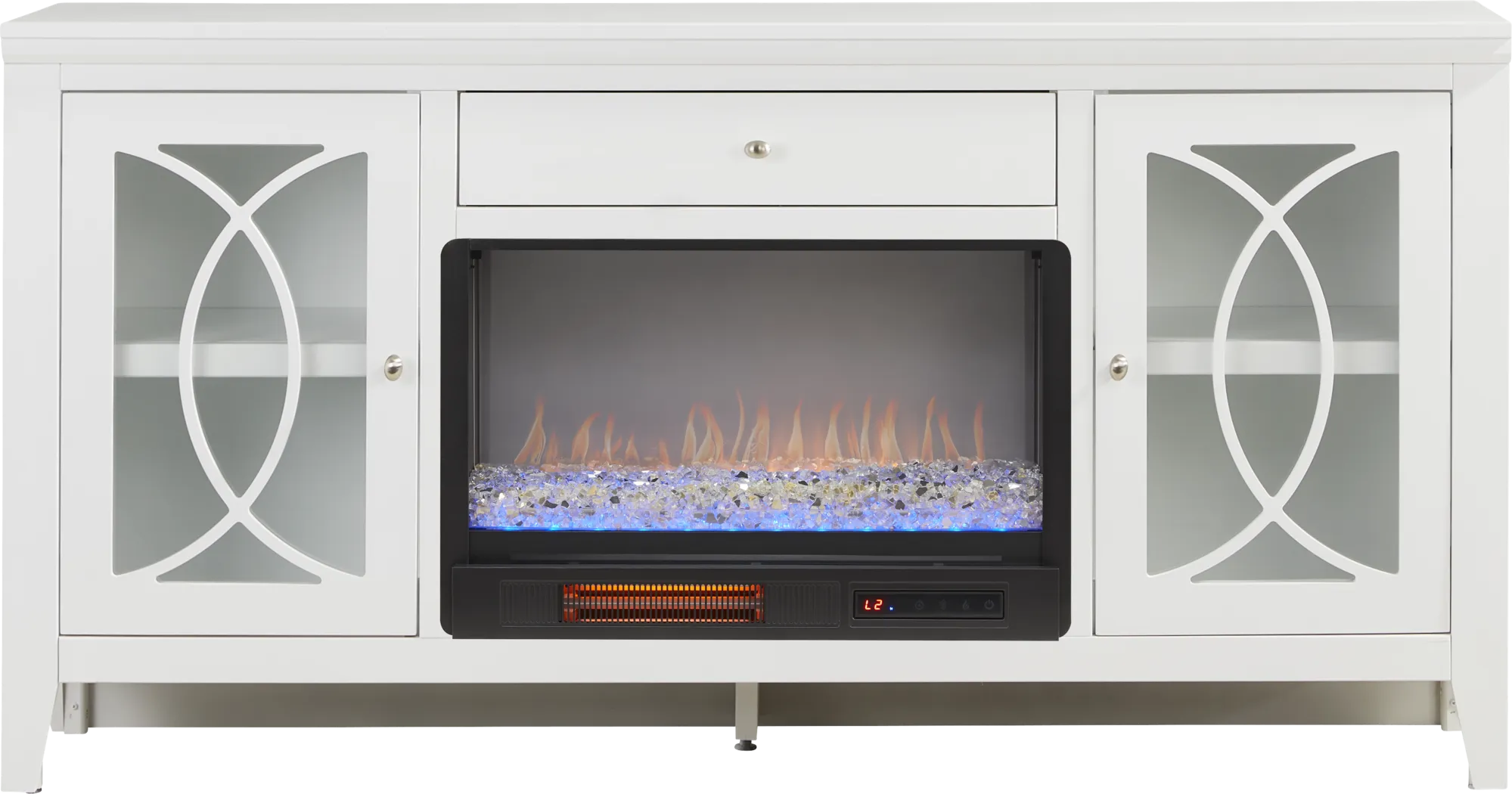 Abbie II White 66 in. Console with Electric Fireplace - Thumbnail - Image 1