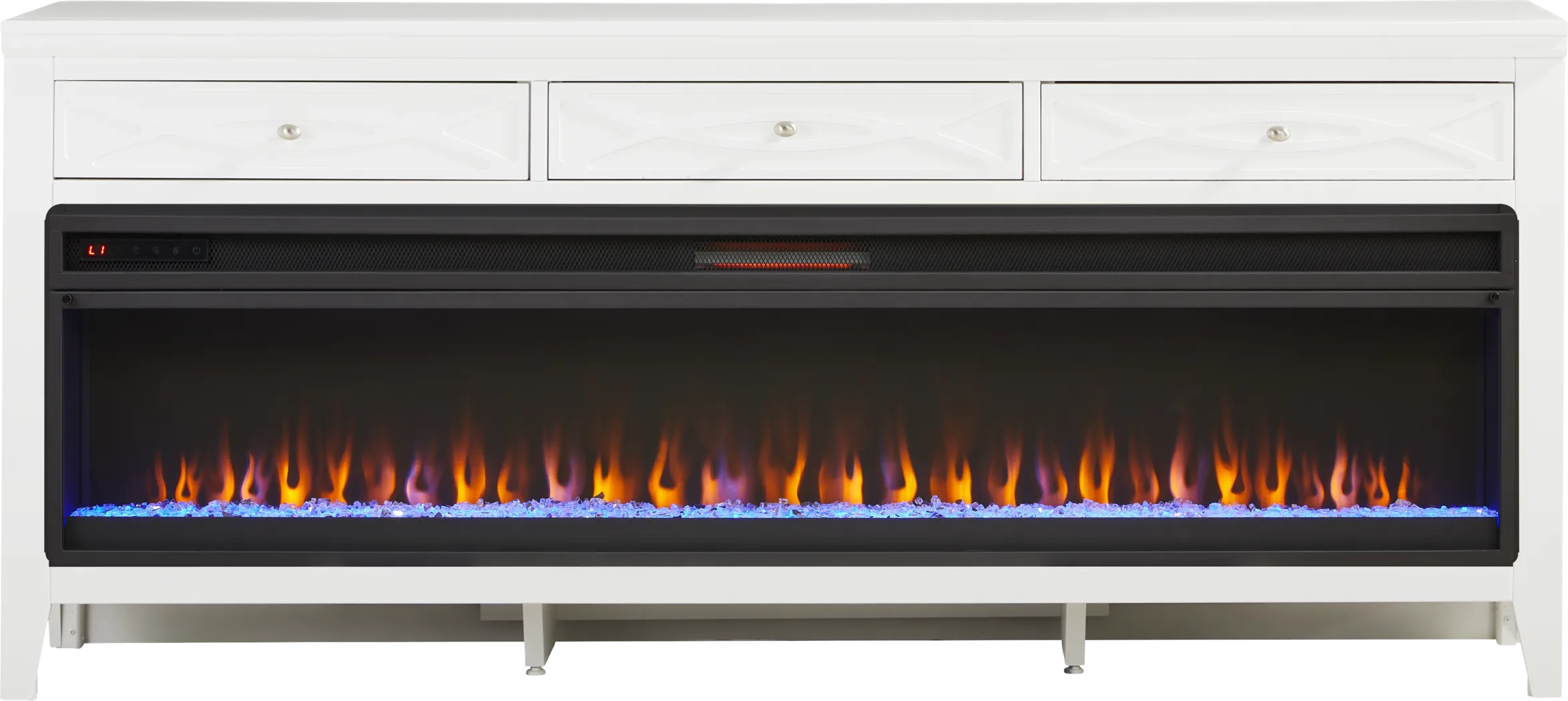 Abbie II White 77 in. Console with Electric Fireplace - Thumbnail - Image 1