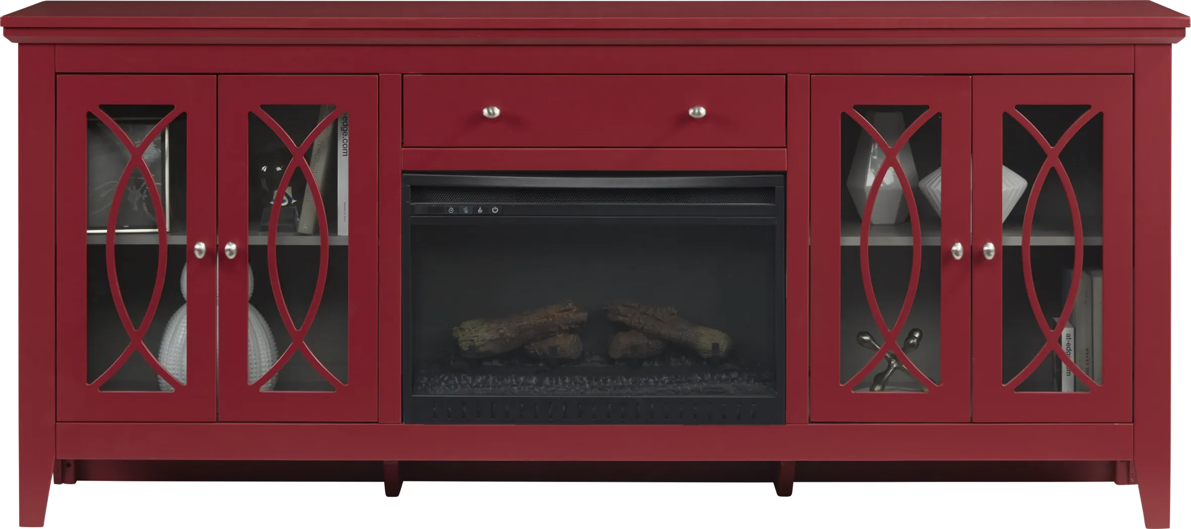 Abbie Red 80 in. Console with Electric Fireplace - Thumbnail - Image 2