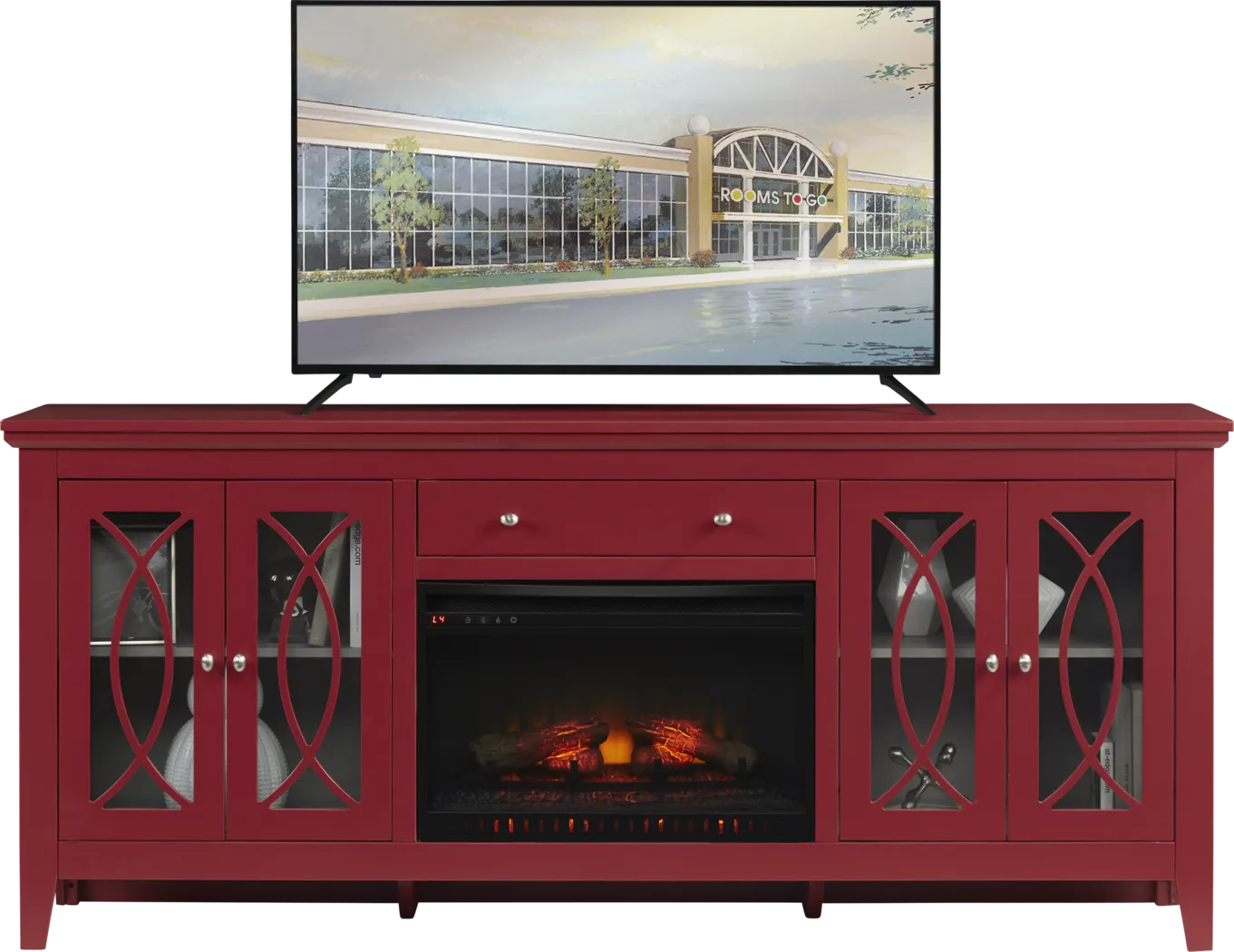 Abbie Red 80 in. Console with Electric Fireplace - Thumbnail - Image 1