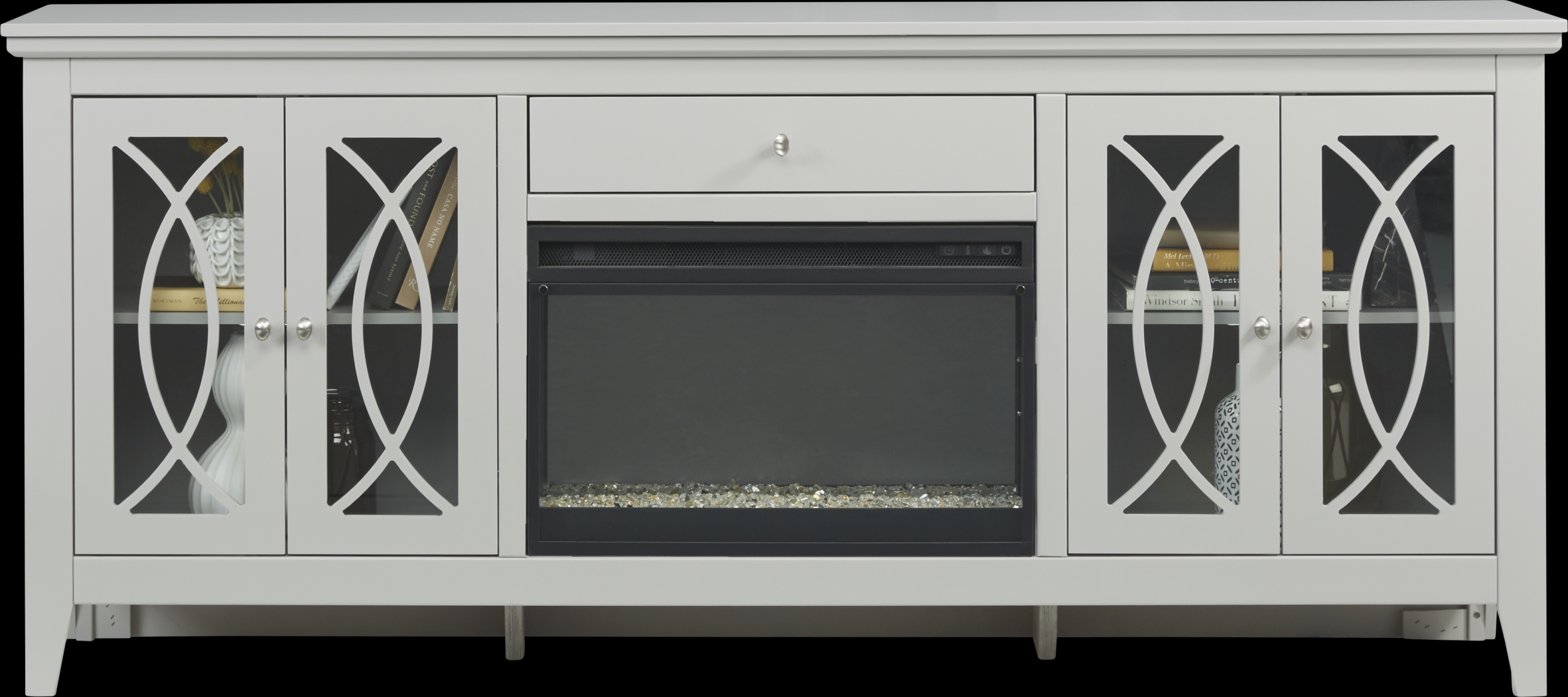 Abbie Silver 80 in. Console with Electric Fireplace - Thumbnail - Image 2