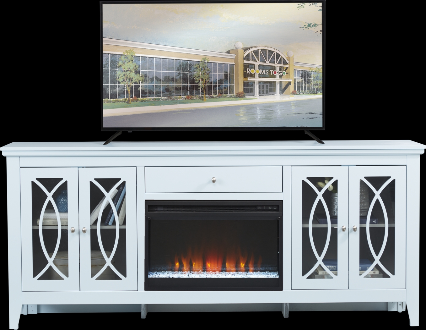 Abbie Sky 80 in. Console with Electric Fireplace - Thumbnail - Image 1
