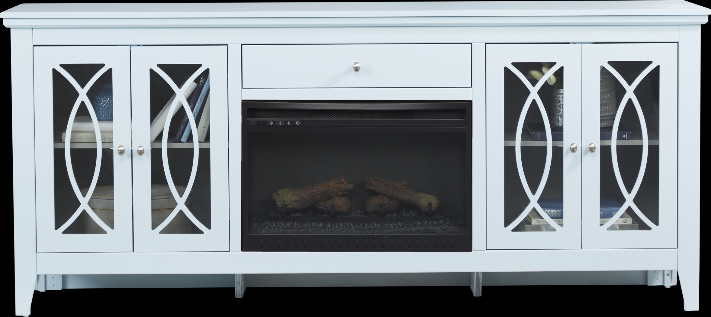 Abbie Sky 80 in. Console with Electric Log Fireplace - Thumbnail - Image 2