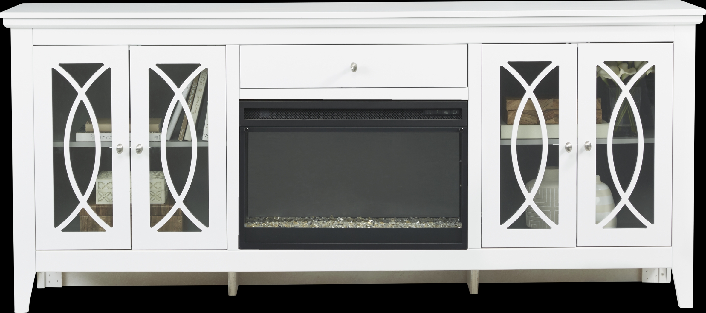 Abbie White 80 in. Console with Electric Fireplace - Thumbnail - Image 2