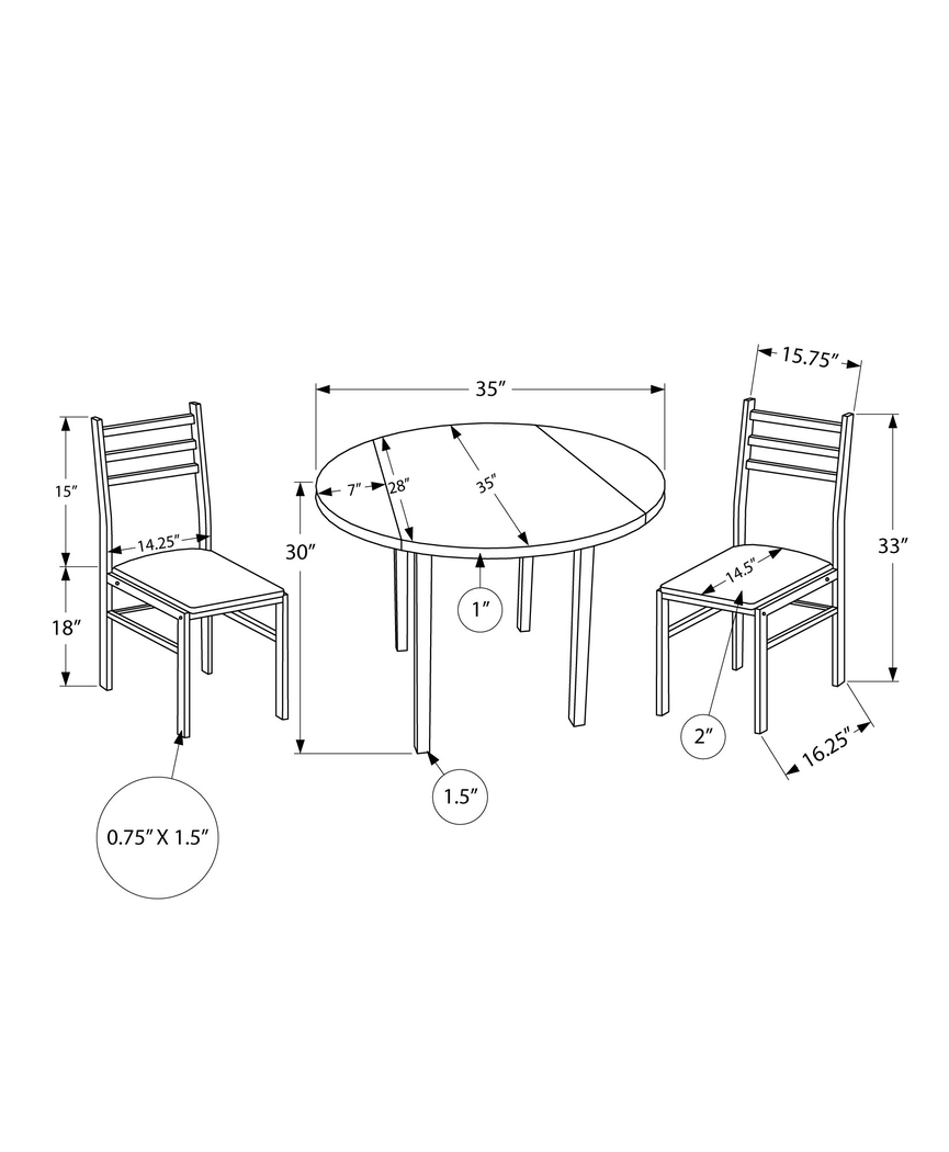 Abbingdon Taupe 3 Pc Dining Set - Thumbnail - Image 3