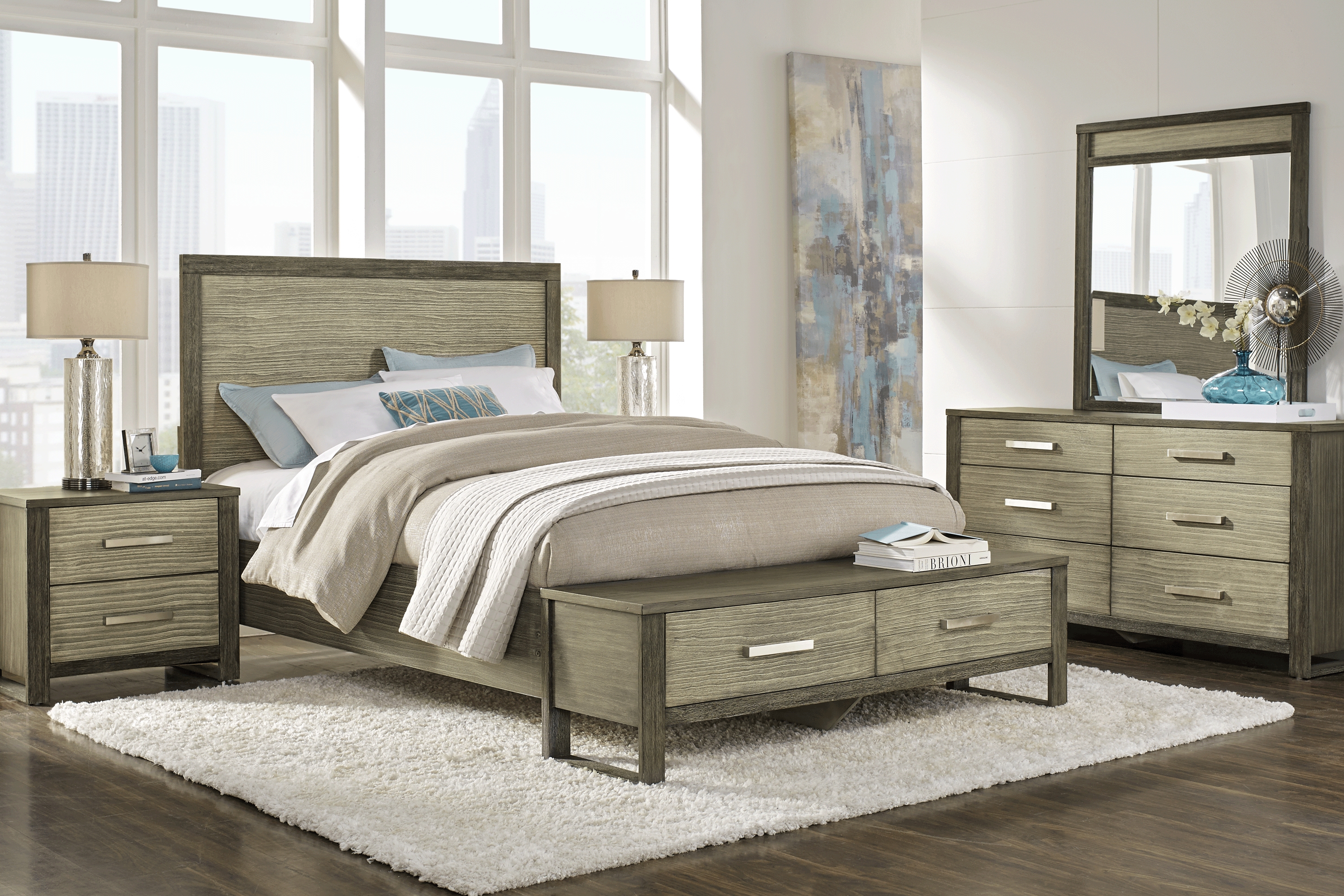 Abbott Gray 5 Pc King Panel Bedroom with Storage - Thumbnail - Image 1