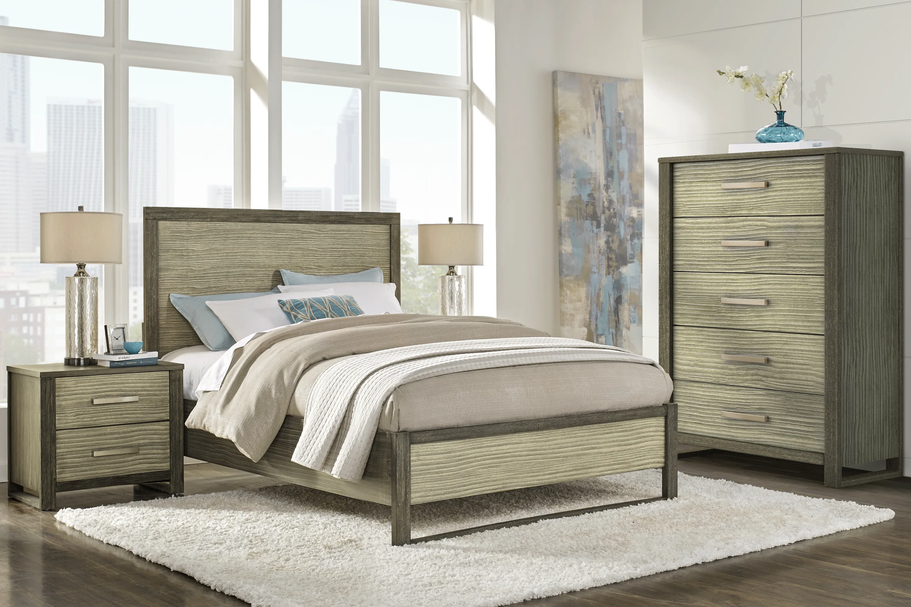 Abbott Gray 5 Pc King Panel Bedroom - Thumbnail - Image 1