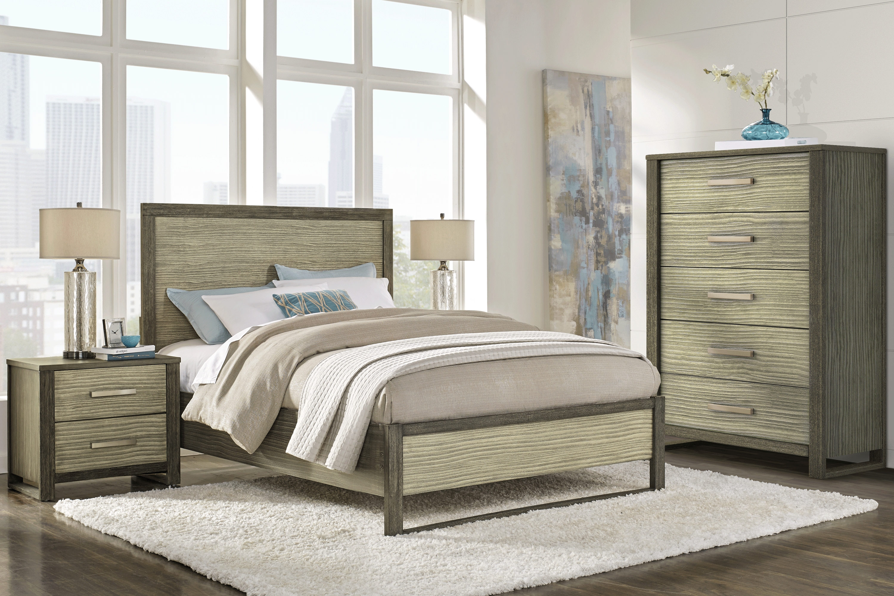Abbott Gray 3 Pc Queen Panel Bed - Thumbnail - Image 2
